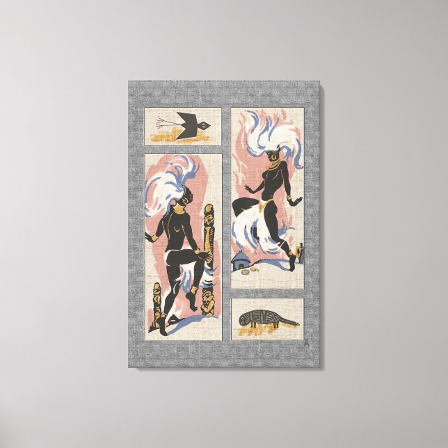 Modern återställande stamdansare_Black_Grått_Rosa_ Canvastryck (Framsida)