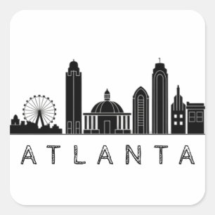 Modern Atlanta Georgia Stilisert Siluett Fyrkantigt Klistermärke