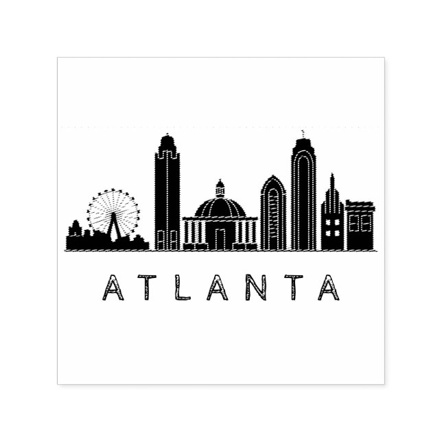 Modern Atlanta Georgia Stylized Skyline Självfärgande Stämpel (Design)