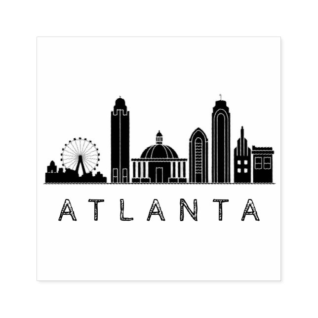 Modern Atlanta Georgia Stylized Skyline Stämpel (Tryck)
