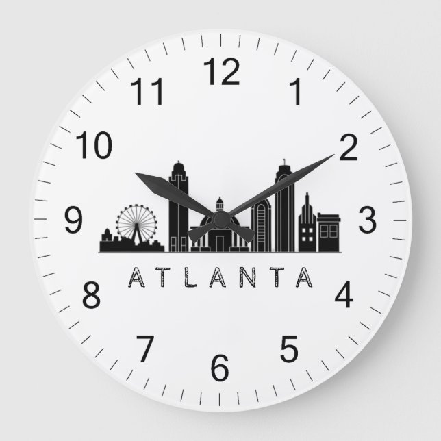 Modern Atlanta Georgia Stylized Skyline Stor Klocka (Framsida)