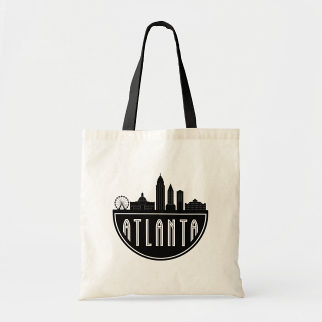 Modern Atlanta Georgia Stylized Skyline Tygkasse (Framsidan)