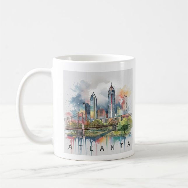 Modern Atlanta Georgia Stylized Watercolor Kaffemugg (Vänster)