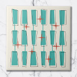 Modern atomblocksskalk, grädde, rött kakelplatta<br><div class="desc">Modern design för atomårsjubileum. Roligt och fet design med funky och färgstarka block och stjärnor. Perfekt för älskare i stil och vintage.</div>