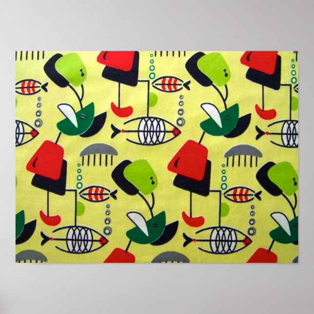 Modern atomfiskdesign Poster i mitten av århundrad (Framsidan)