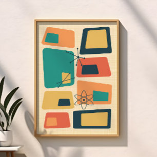 Modern atomgeometrisk Abstrakt i mitten av århundr Poster