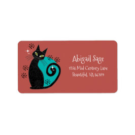 Modern atomkatt Retro Adress i mitten av århundrad Adressetikett