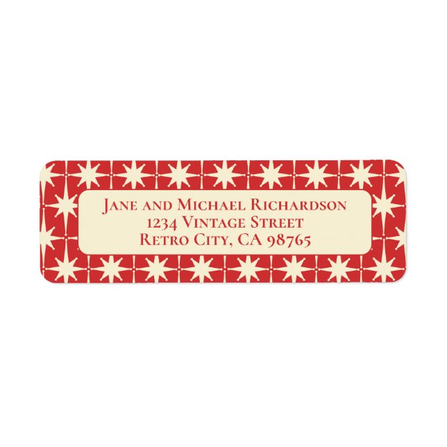 Modern atomstjärnor i mitten av århundradet Retro  Returadress Etikett (Framsidan)