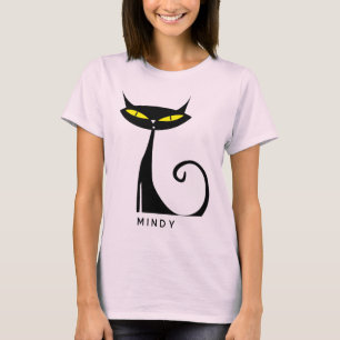 Modern atomsvart katt i personlig under århundrade t shirt
