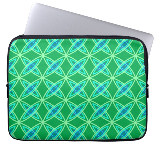 Modern atomutskrift i mitten av århundradet - Grön Laptop Sleeve (Framsidan)