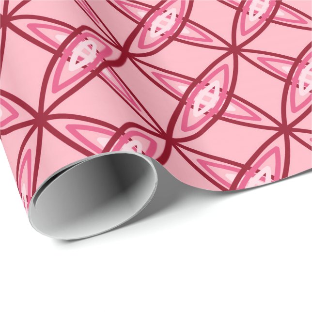 Modern atomutskrift i mitten av århundradet - Rosa Presentpapper (Rullad Hörn)