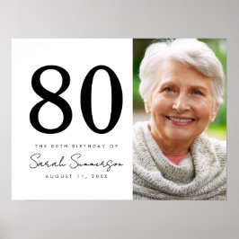 Modern Åttio Svart Vitt Foto 80-årsdag Poster