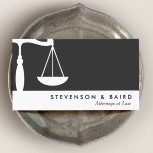 Modern Attorney Justice  Black and White Visitkort