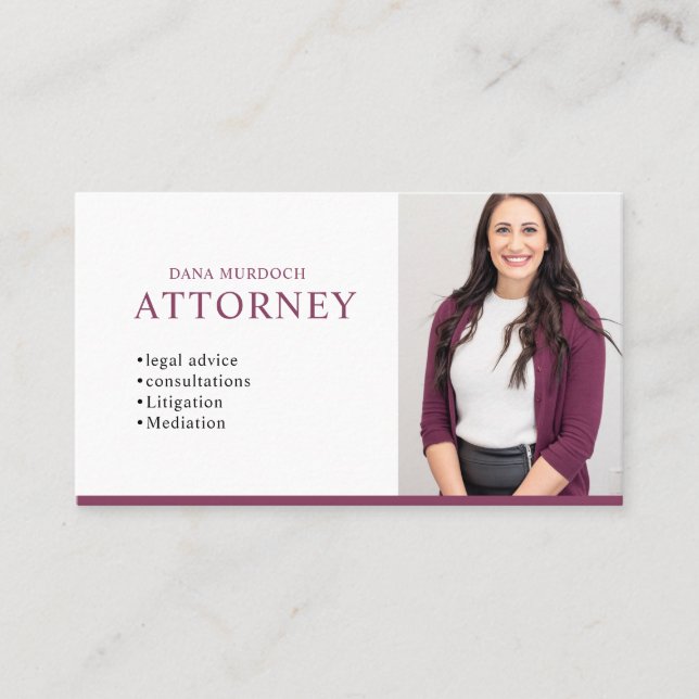 Modern Attorney Professional Photo Visitkort (Framsida)