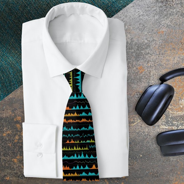 Modern Audio Cool Sound Waves Slips (A stylish tie patterned with a colorful sound wave effect. Ideal for sound engineers and musicians)