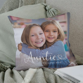 Modern Auntie We Love You Cute Heart 2 Photo Kudde