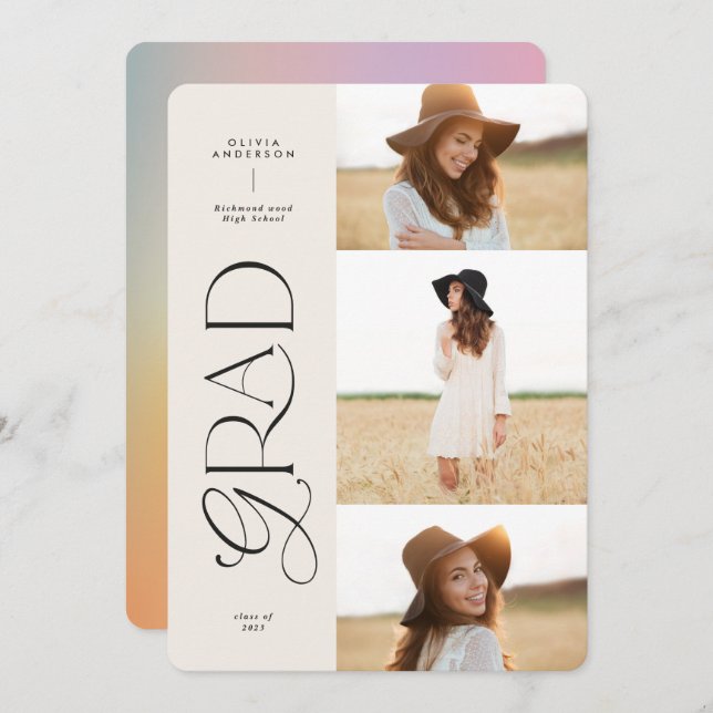 Modern aura-rosa färgstark typografi multifoto (Fram/baksida)