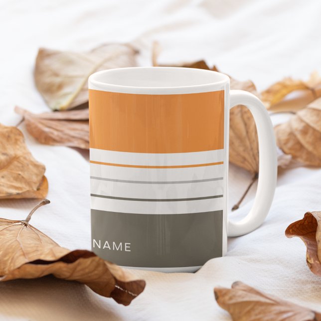 Modern automatisk Orange Grått Rand Kaffemugg (Skapare uppladdad)