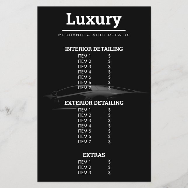 Modern automatisk spårningsbil Städning Tvätta Pri Flygblad (Framsidan)