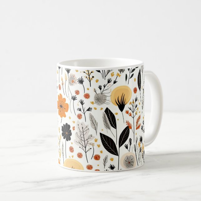 Modern Autumn Fall Boho Botanical Blommigt Kaffemugg (Framsida höger)
