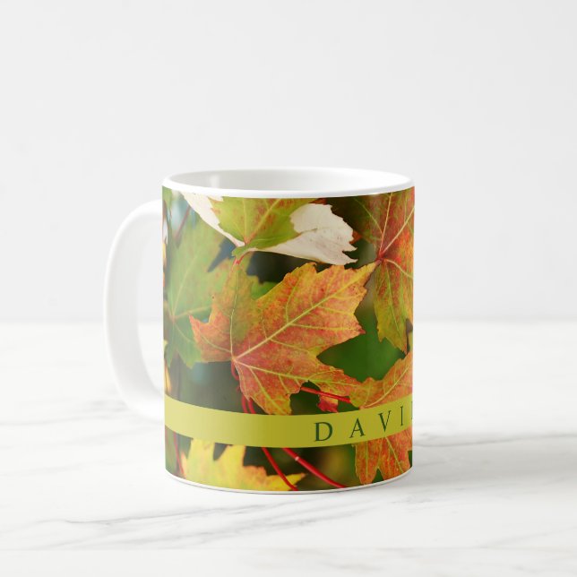 Modern Autumn Leaves Coffee Mug Kaffemugg (Framsida vänster)