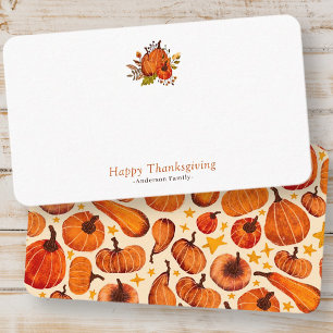 Modern Autumn Pumpkins Mönster Thanksgiving Placeringskort