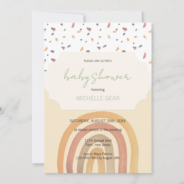 Modern Autumn Rainbow Pastel Färg Mönster Inbjudningar (Framsida)