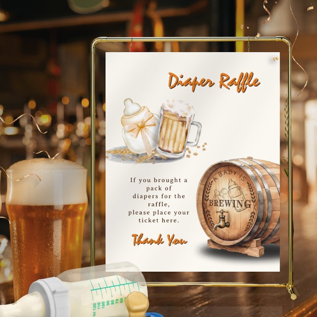 Modern Avslappnad Beer Diaper Raffle Sign Poster (Modern Casual Beer Diaper Raffle Sign)