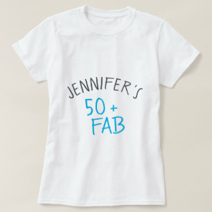 Modern Avslappnad Blue Black 50 Fabulous Birthday  T Shirt