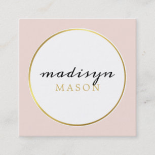 MODERN AVSLAPPNAD elegant gräns svart guld  rosa Fyrkantigt Visitkort