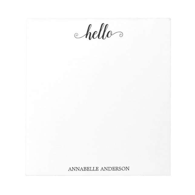 Modern Avslappnad Elegant  Script Black Grått Hej Anteckningsblock (Framsida)