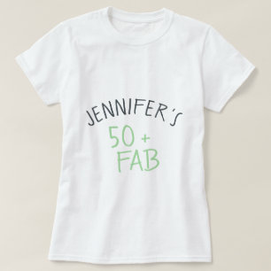 Modern Avslappnad Grönt Black 50 Fabulous Birthday T Shirt