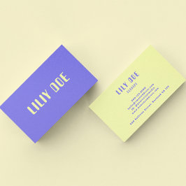 Modern Avslappnad Patel Blue Gult Typography Visitkort