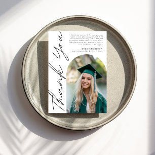 Modern Avslappnad Script Arch Photo Studenten Blac Tack Kort