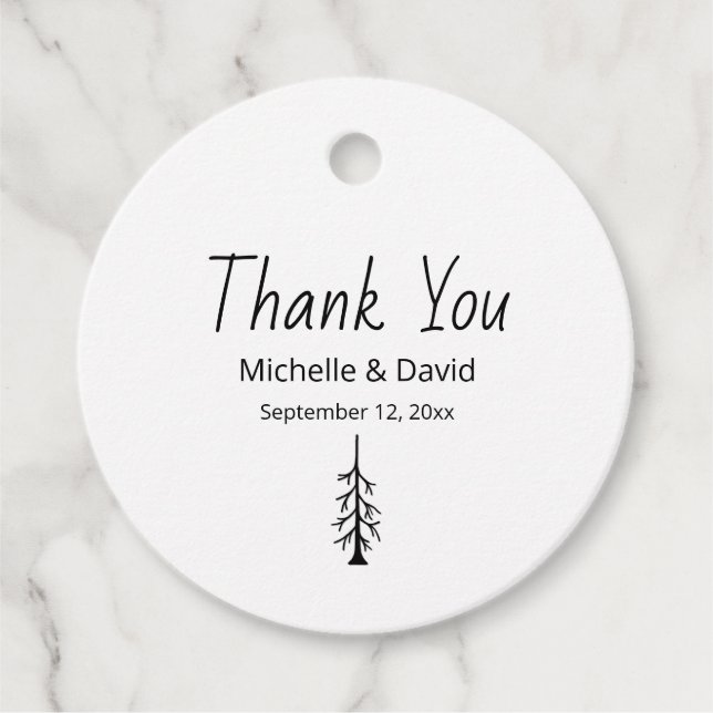 Modern Avslappnad Simple Gräs Träd Bröllop Tack Gåvor Etiketter (Framsida)