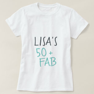 Modern Avslappnad Turcos Black 50 Fabulous Birthda T Shirt