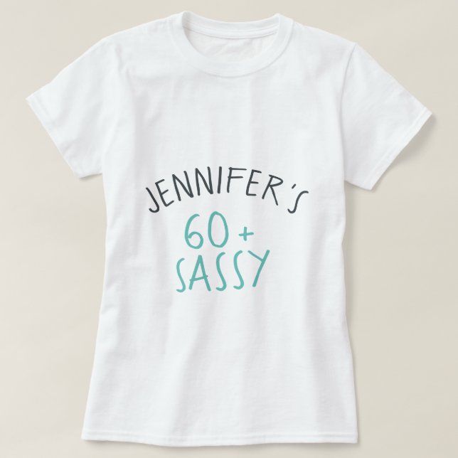 Modern Avslappnad Turcos Black 60 Sassy Birthday T Shirt (Design framsida)