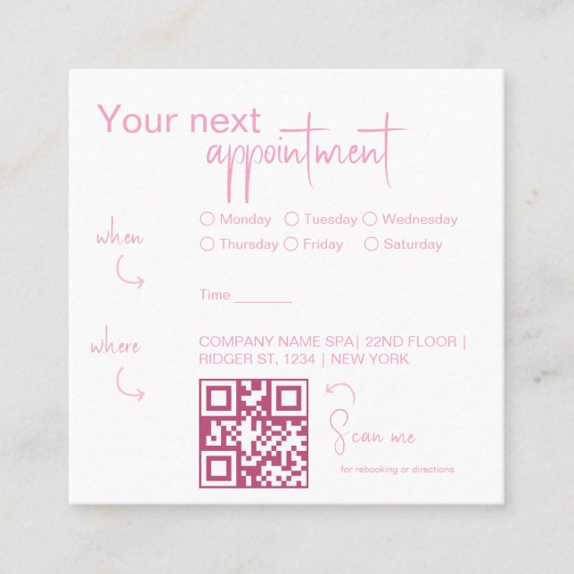 Modern avtalad Elegant med QRcode Tidsbeställning Kort (Framsida)