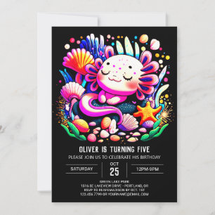 Modern Axolotl Digital Birthday-firande Inbjudningar
