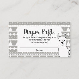 Modern Aztec Grått & White Llama Diaper Raffle Tilläggskort