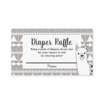 Modern Aztec Grått & White Llama Diaper Raffle
