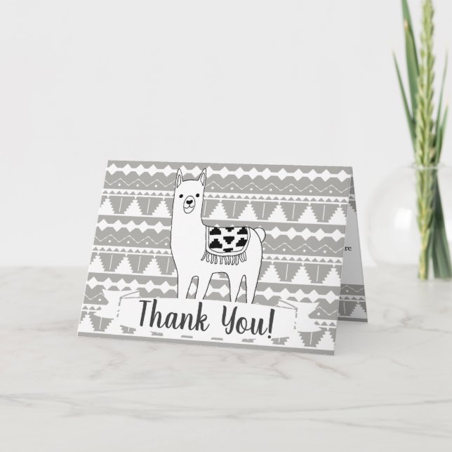 Modern Aztec Llama & stam- mönstertack Tack Kort (Framsida)