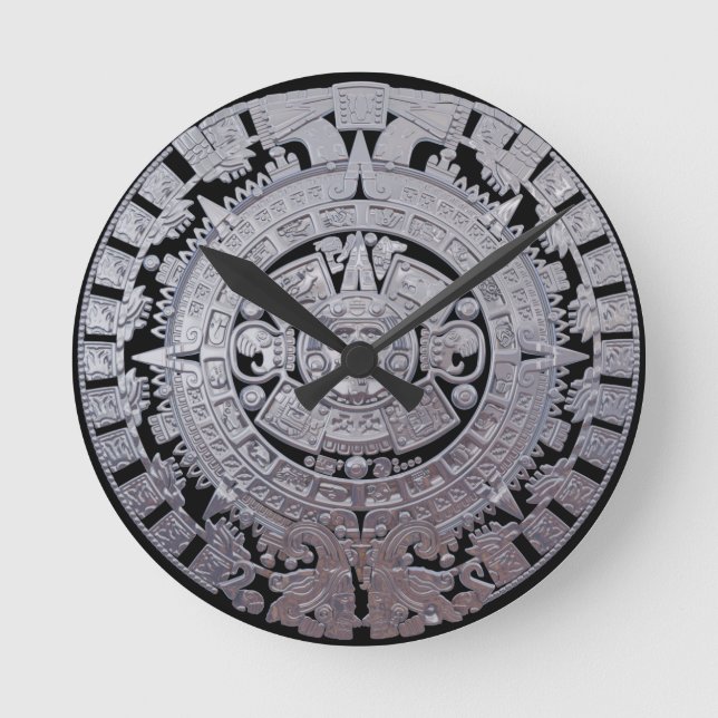 Modern Aztec Mayan Calender Rund Klocka (Framsida)
