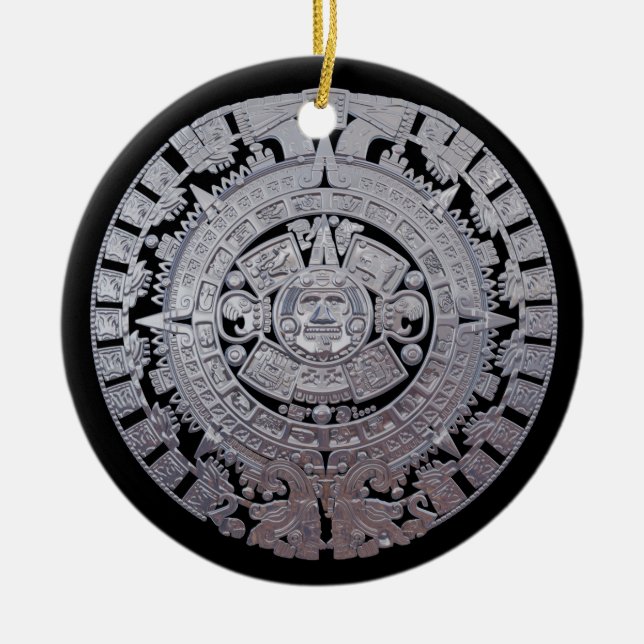 Modern Aztec Mayan kalender Julgransprydnad Keramik (Framsidan)