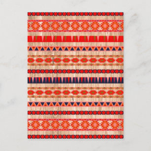 Modern Aztec Mönster på Wood Vykort