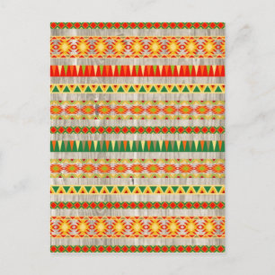 Modern Aztec Mönster på Wood Vykort