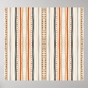 Modern Aztec Orange Ikat Tapet Poster