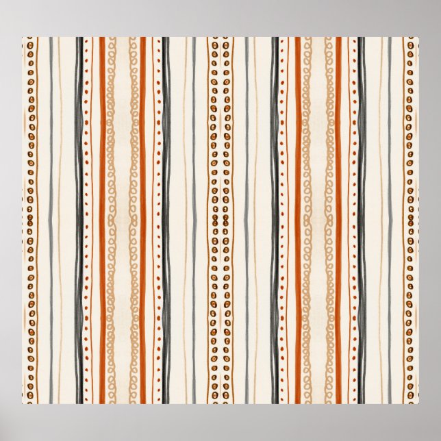 Modern Aztec Orange Ikat Tapet Poster (Framsidan)