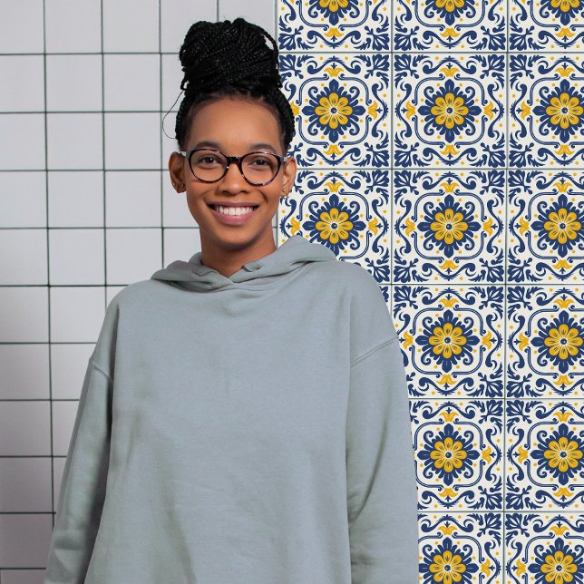 Modern Azulejo Blue Gult Portugisiska Lissabon Kakelplatta (Skapare uppladdad)