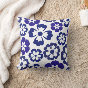 Modern Azure Blooms Dekorativ kudde